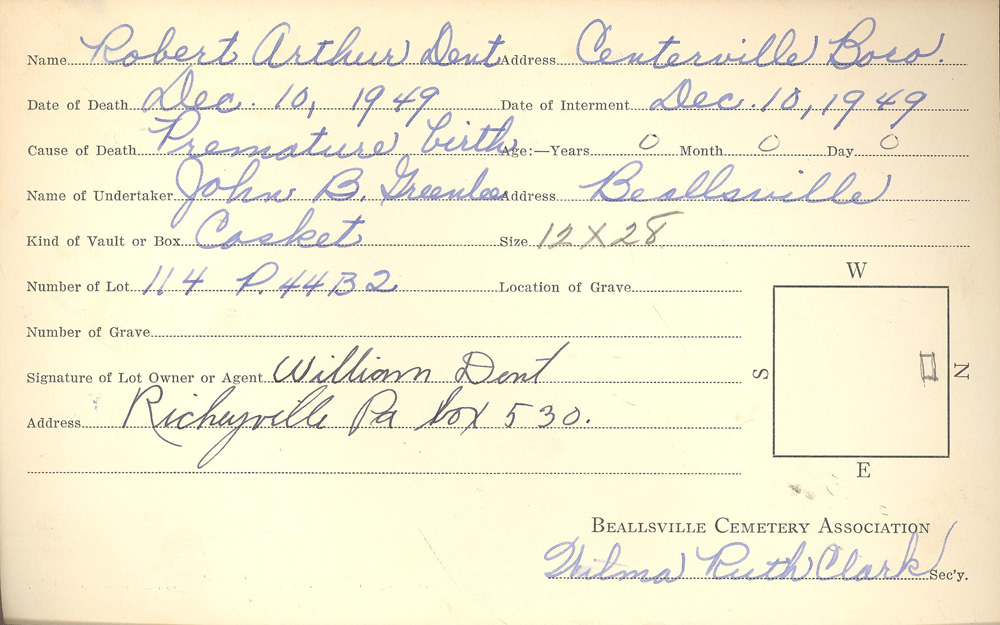 burial card